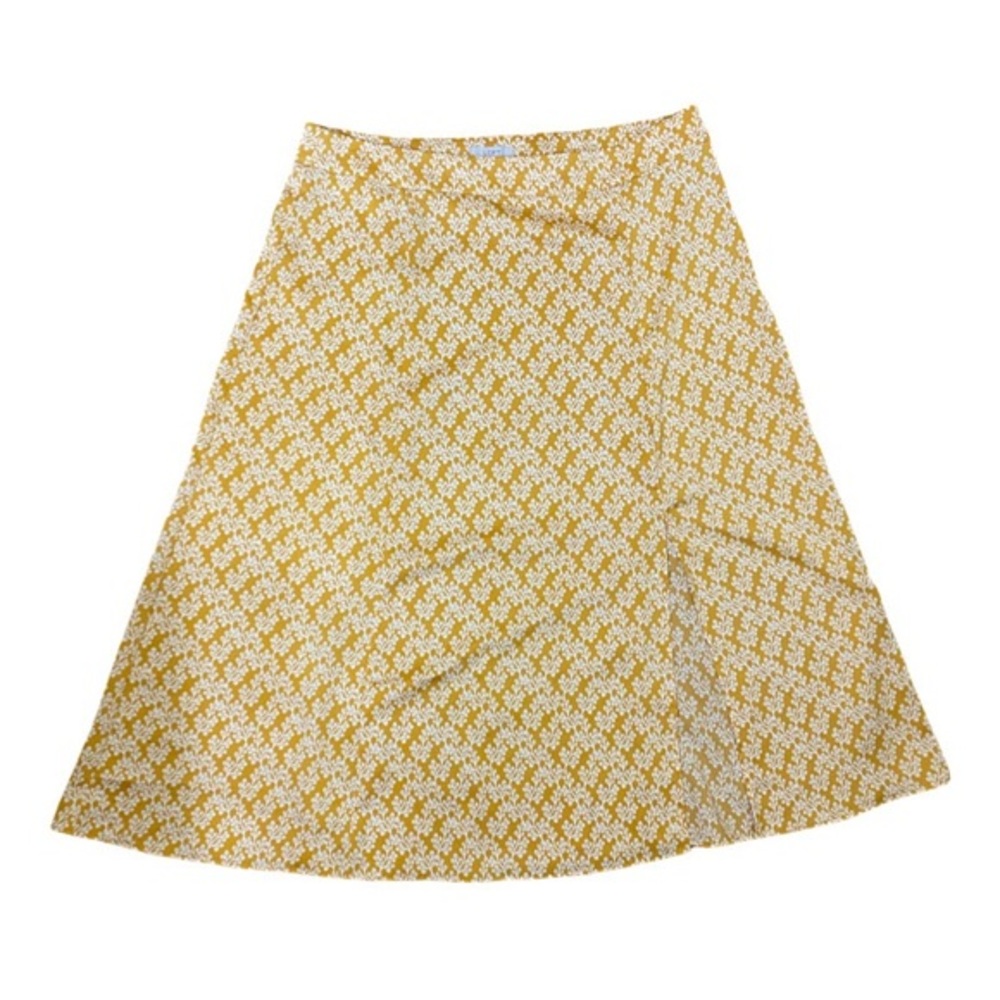 Loft Satin Golden A-Line Skirt with Slit
